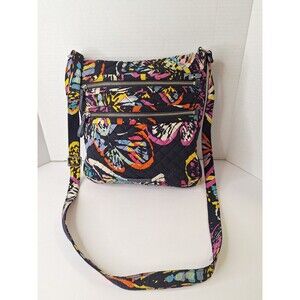 VERA BRADLEY Iconic Triple Zip Hipster Crossbody Purse Handbag Cotton Floral